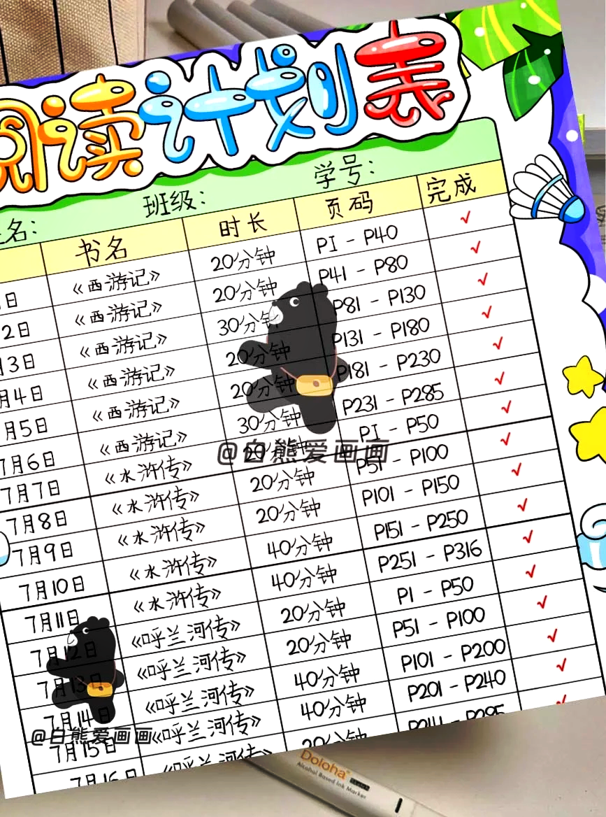 小学生阅读计划表图片(小学生阅读计划表怎么做)