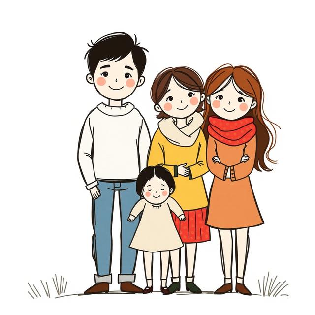 卡通全家福图片四个人(卡通全家福图片三个人 可爱)