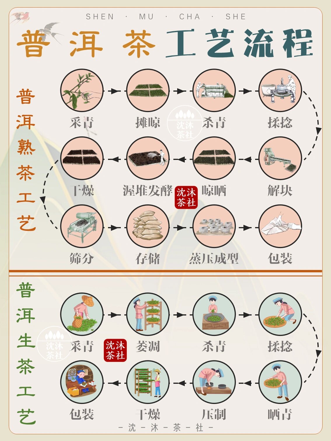 普洱茶制作工艺流程(普洱茶制作工艺流程图)